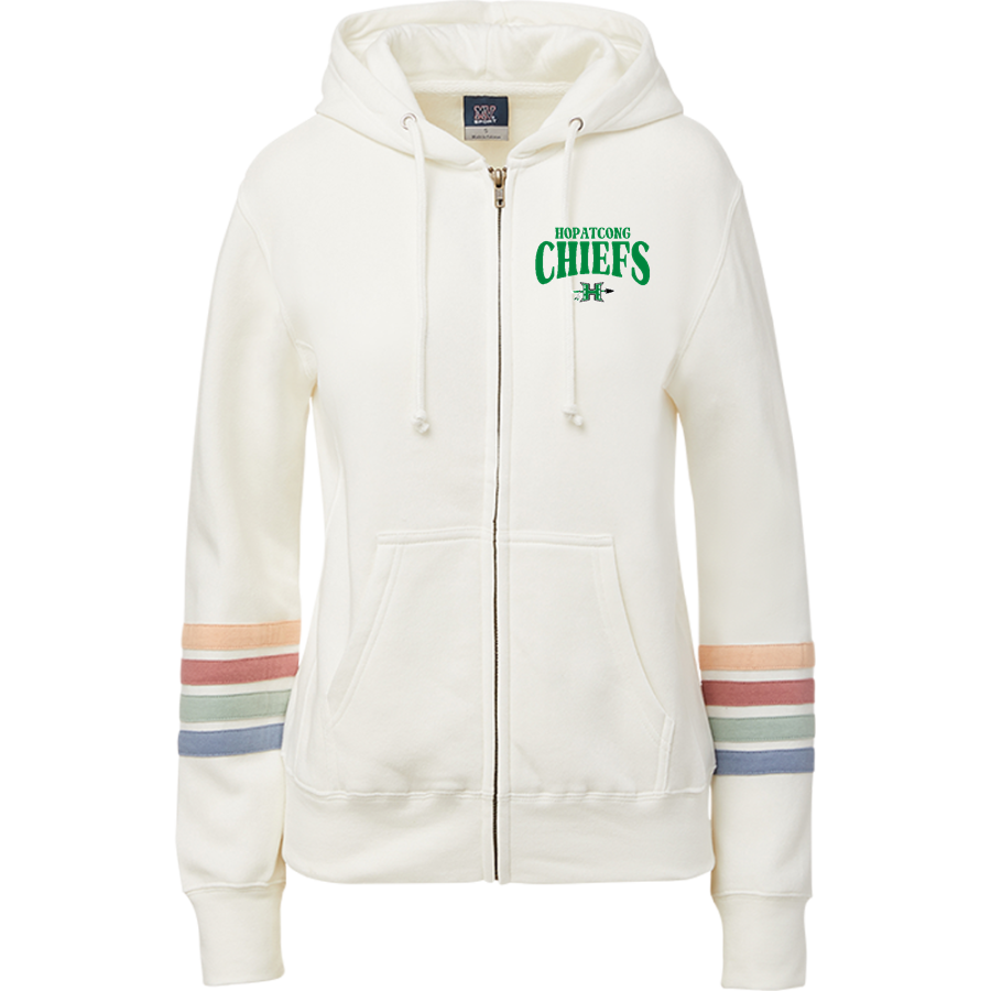 HOPATCONG HIGH SCHOOL CHIEFS <span class="pdp-name-mascot">HOPATCONG CHIEFS</span> MV Sport Women's Naamah Multi Sleeve Stripe Full Zip Hoodie