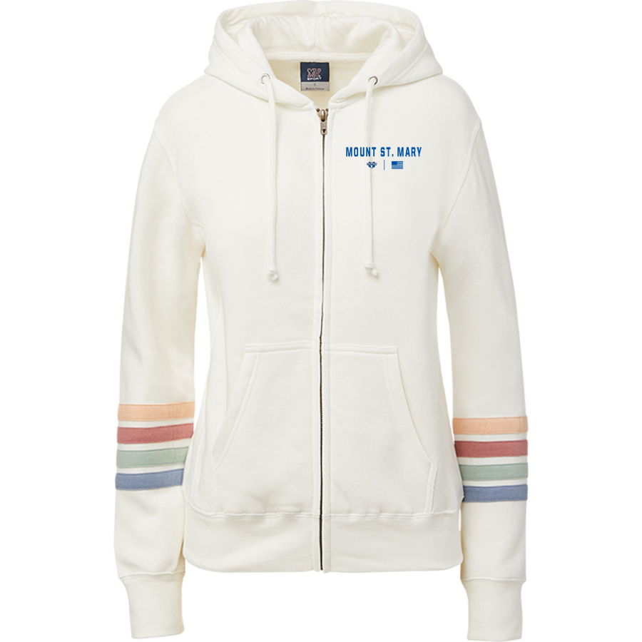 Mount St. Mary Academy believe in the boom <span class="pdp-name-mascot">Mount Saint Mary Academy Thunder</span> MV Sport Women's Naamah Multi Sleeve Stripe Full Zip Hoodie