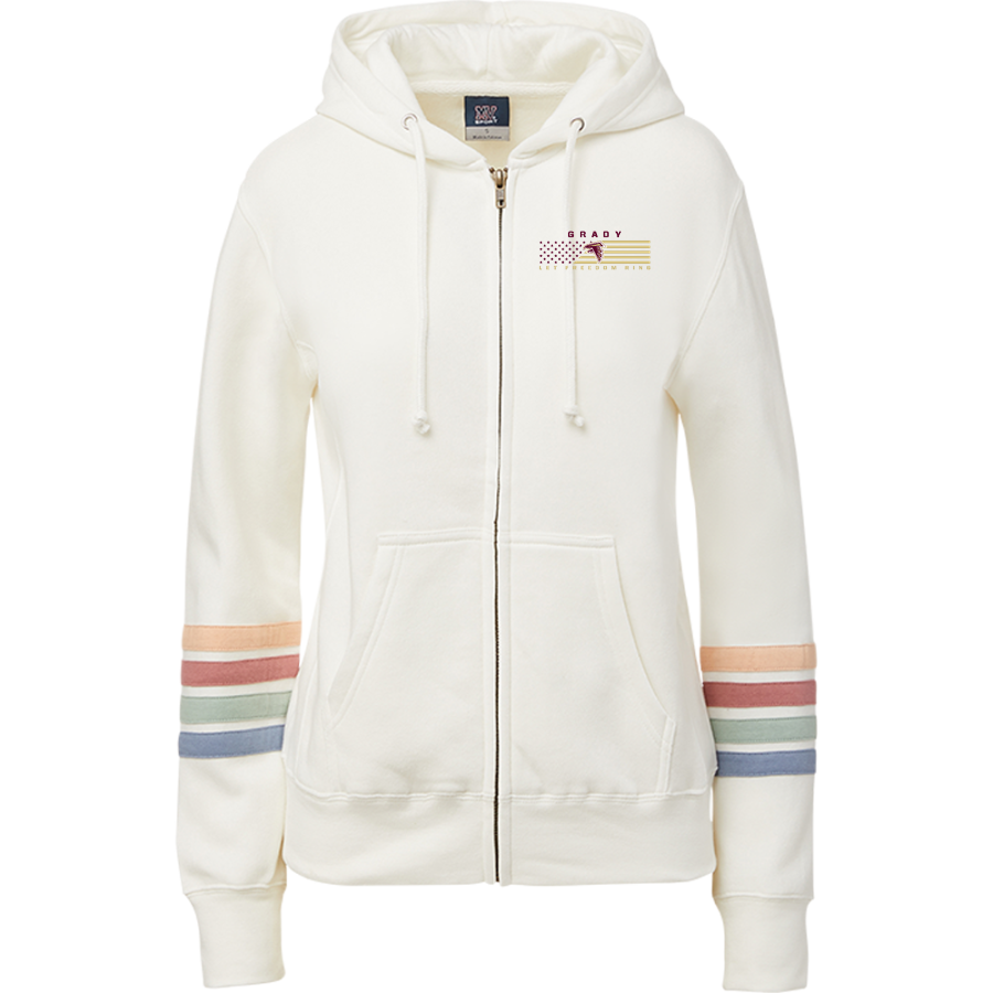 WM E GRADY VOC TECH SCHOOL FALCONS <span class="pdp-name-mascot">GRADY HIGH SCHOOL FALCONS</span> MV Sport Women's Naamah Multi Sleeve Stripe Full Zip Hoodie