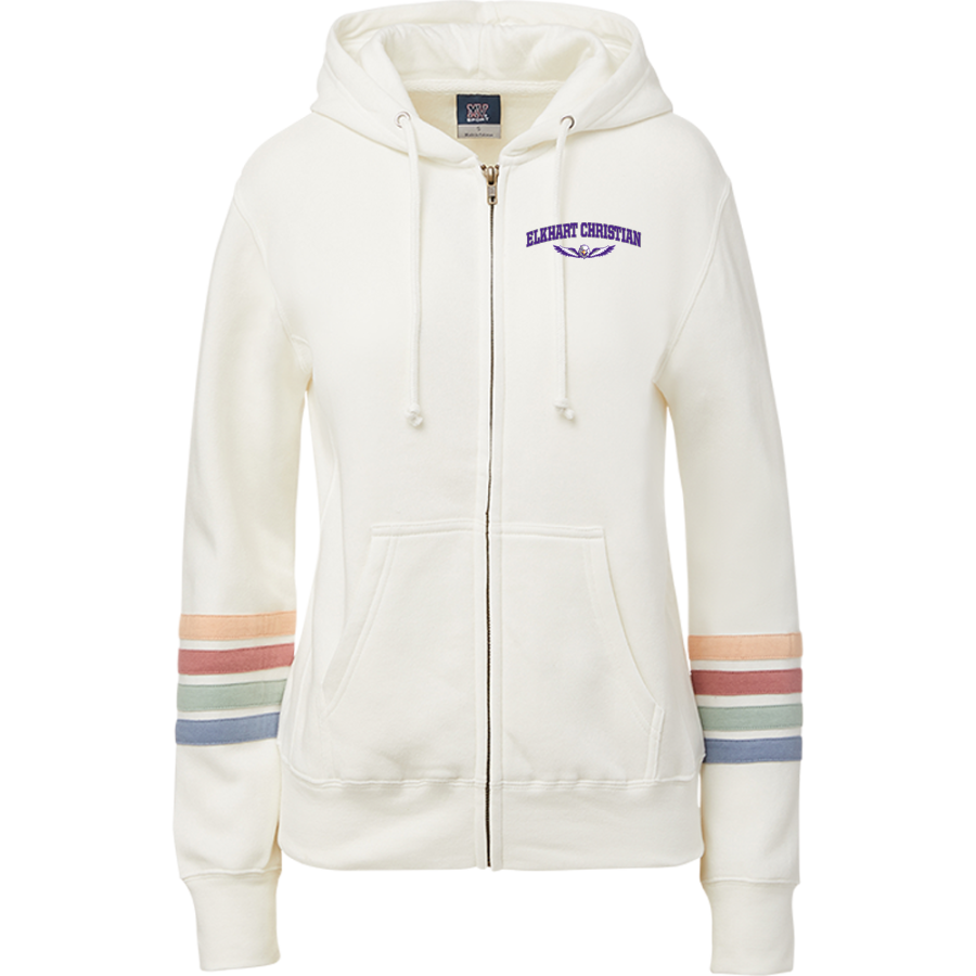 Elkhart Christian Eagles <span class="pdp-name-mascot">Elkhart Christian Eagles</span> MV Sport Women's Naamah Multi Sleeve Stripe Full Zip Hoodie