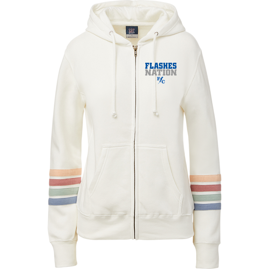 Franklin Central Flashes <span class="pdp-name-mascot">Franklin Central Flashes</span> MV Sport Women's Naamah Multi Sleeve Stripe Full Zip Hoodie