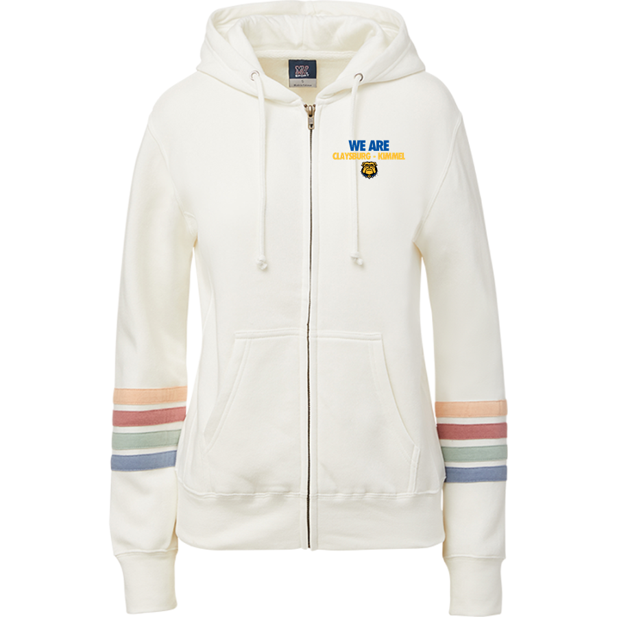 CLAYSBURG-KIMMEL HIGH SCHOOL BULLDOGS <span class="pdp-name-mascot">CLAYSBURG - KIMMEL BULLDOGS</span> MV Sport Women's Naamah Multi Sleeve Stripe Full Zip Hoodie