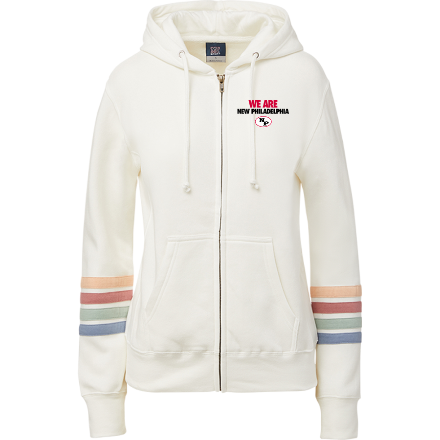 New Philadelphia Quaker Ladies <span class="pdp-name-mascot">New Philadelphia Quaker Ladies</span> MV Sport Women's Naamah Multi Sleeve Stripe Full Zip Hoodie