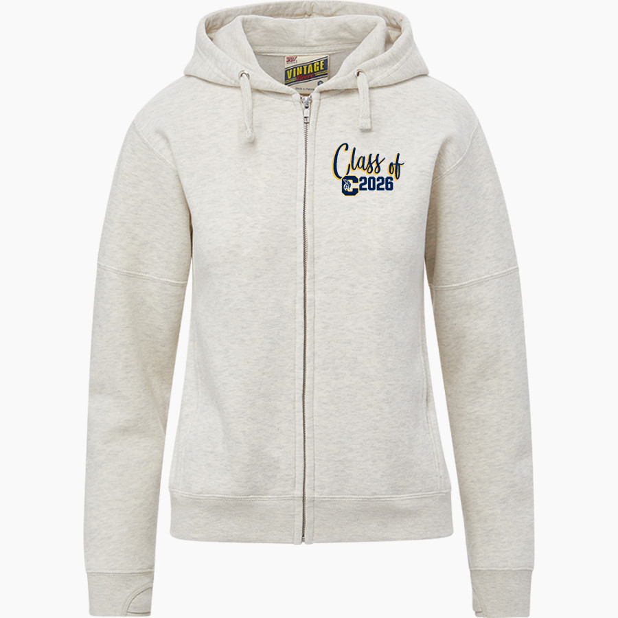 CLAWSON HIGH SCHOOL TROJANS <span class="pdp-name-mascot">CLAWSON TROJANS</span> MV Sport Women's Vintage Fleece Full-Zip Hoodie
