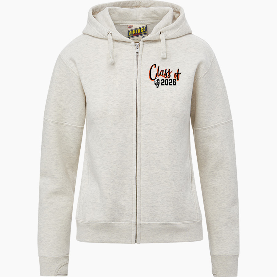 PRAIRIE CITY SCHOOL PANTHERS <span class="pdp-name-mascot">PRAIRIE CITY PANTHERS</span> MV Sport Women's Vintage Fleece Full-Zip Hoodie