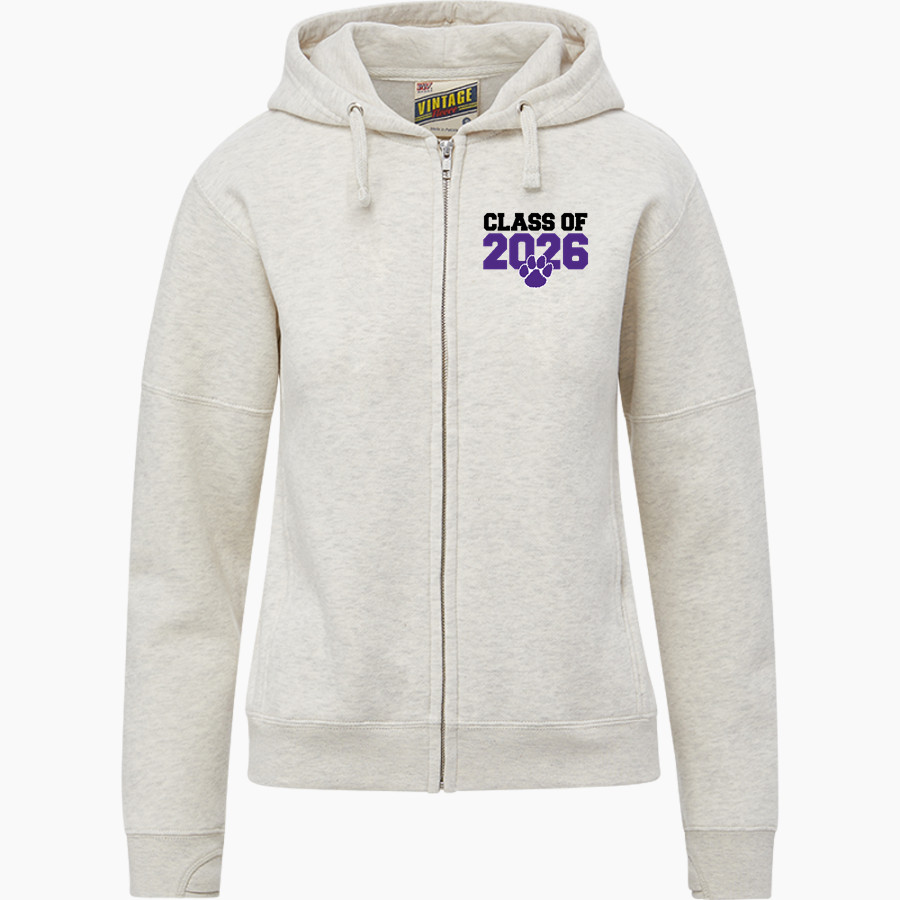 Cypress Lake Panthers MV Sport Women's Vintage Fleece Full-Zip Hoodie