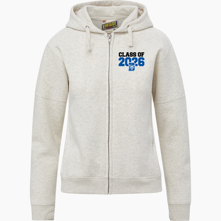 DAVIS SENIOR HIGH SCHOOL BLUE DEVILS <span class="pdp-name-mascot">DAVIS BLUE DEVILS</span> MV Sport Women's Vintage Fleece Full-Zip Hoodie