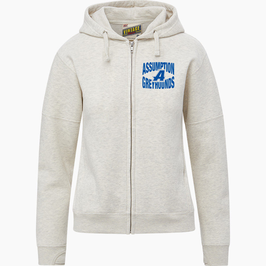 Assumption Greyhounds <span class="pdp-name-mascot">Assumption Greyhounds</span> MV Sport Women's Vintage Fleece Full-Zip Hoodie