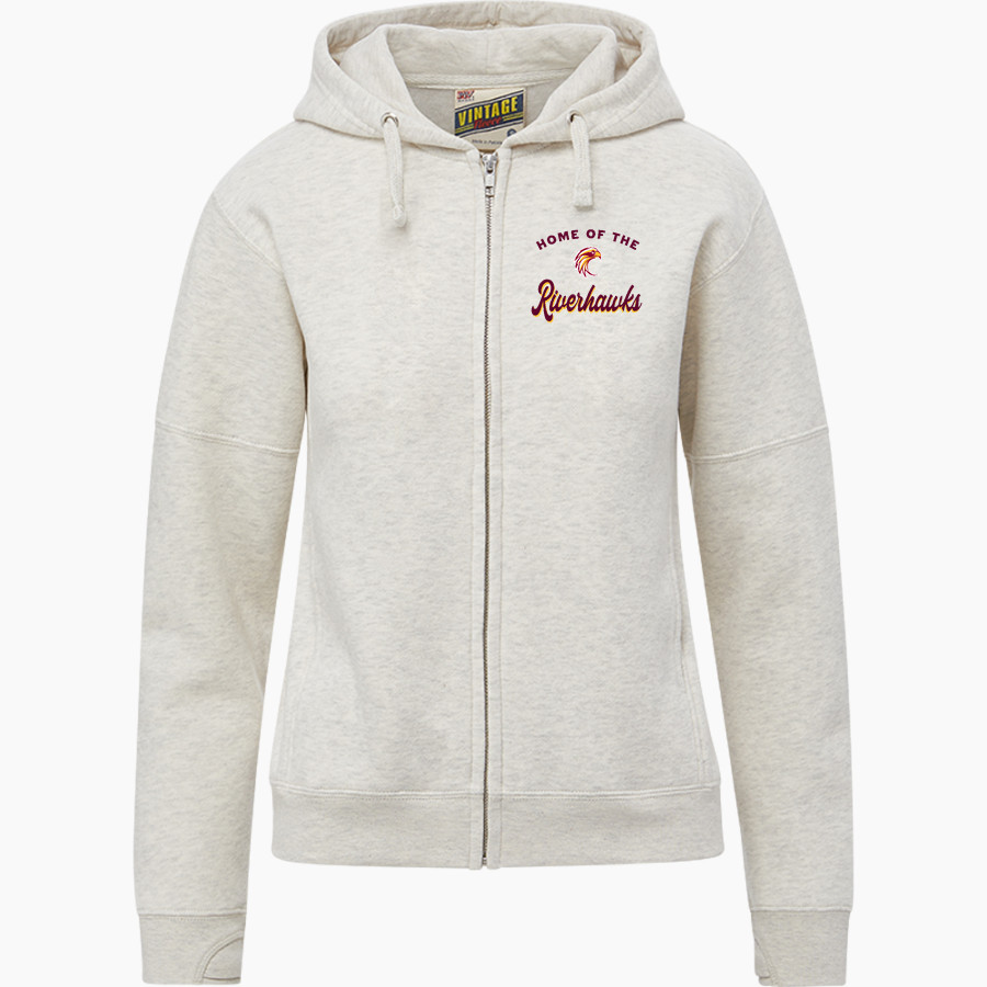 THE DALLES HIGH SCHOOL RIVERHAWKS MV Sport Women's Vintage Fleece Full-Zip Hoodie