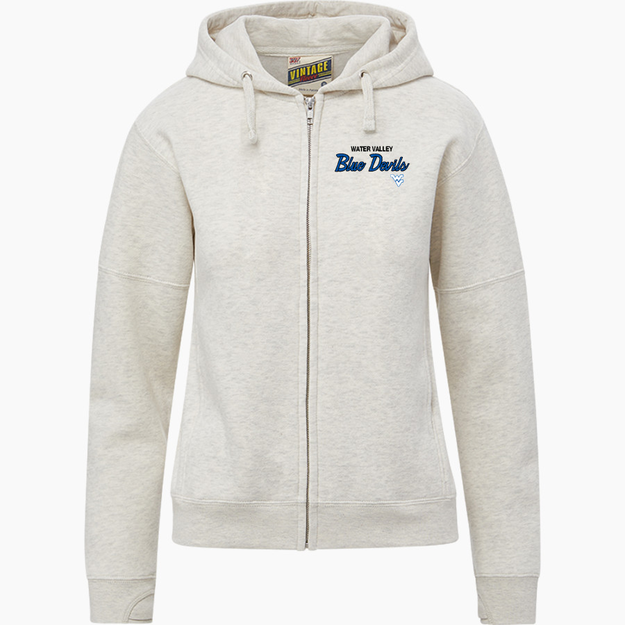 WATER VALLEY HIGH SCHOOL BLUE DEVILS MV Sport Women's Vintage Fleece Full-Zip Hoodie