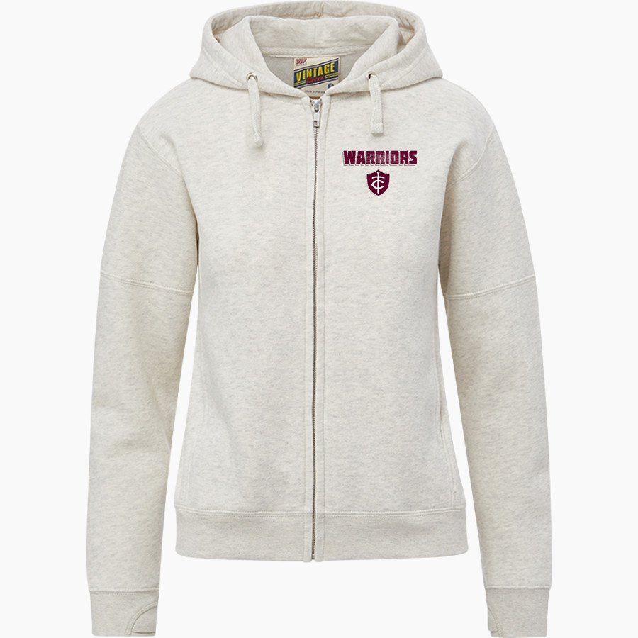Trinity Warriors <span class="pdp-name-mascot">Trinity Christian Warriors</span> MV Sport Women's Vintage Fleece Full-Zip Hoodie
