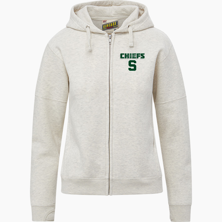 SHIOCTON HIGH SCHOOL CHIEFS <span class="pdp-name-mascot">SHIOCTON CHIEFS</span> MV Sport Women's Vintage Fleece Full-Zip Hoodie