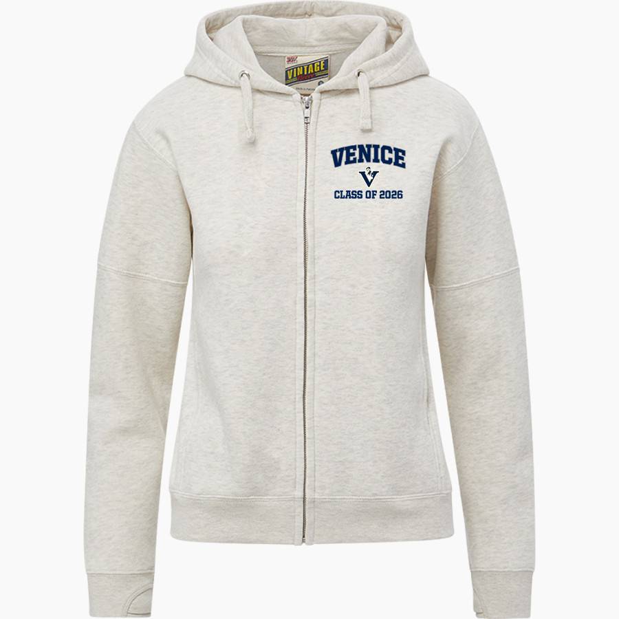 VENICE HIGH SCHOOL GONDOLIERS <span class="pdp-name-mascot">VENICE GONDOLIERS</span> MV Sport Women's Vintage Fleece Full-Zip Hoodie