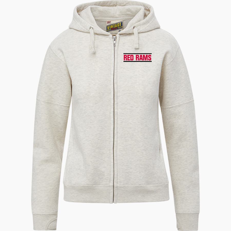 Jamesville DeWitt Red Rams <span class="pdp-name-mascot">Jamesville DeWitt Red Rams or JD Red Rams</span> MV Sport Women's Vintage Fleece Full-Zip Hoodie