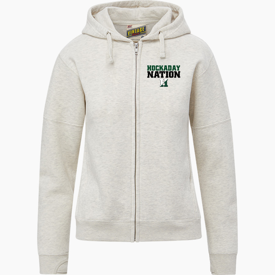 Hockaday School Online Store <span class="pdp-name-mascot">Hockaday</span> MV Sport Women's Vintage Fleece Full-Zip Hoodie