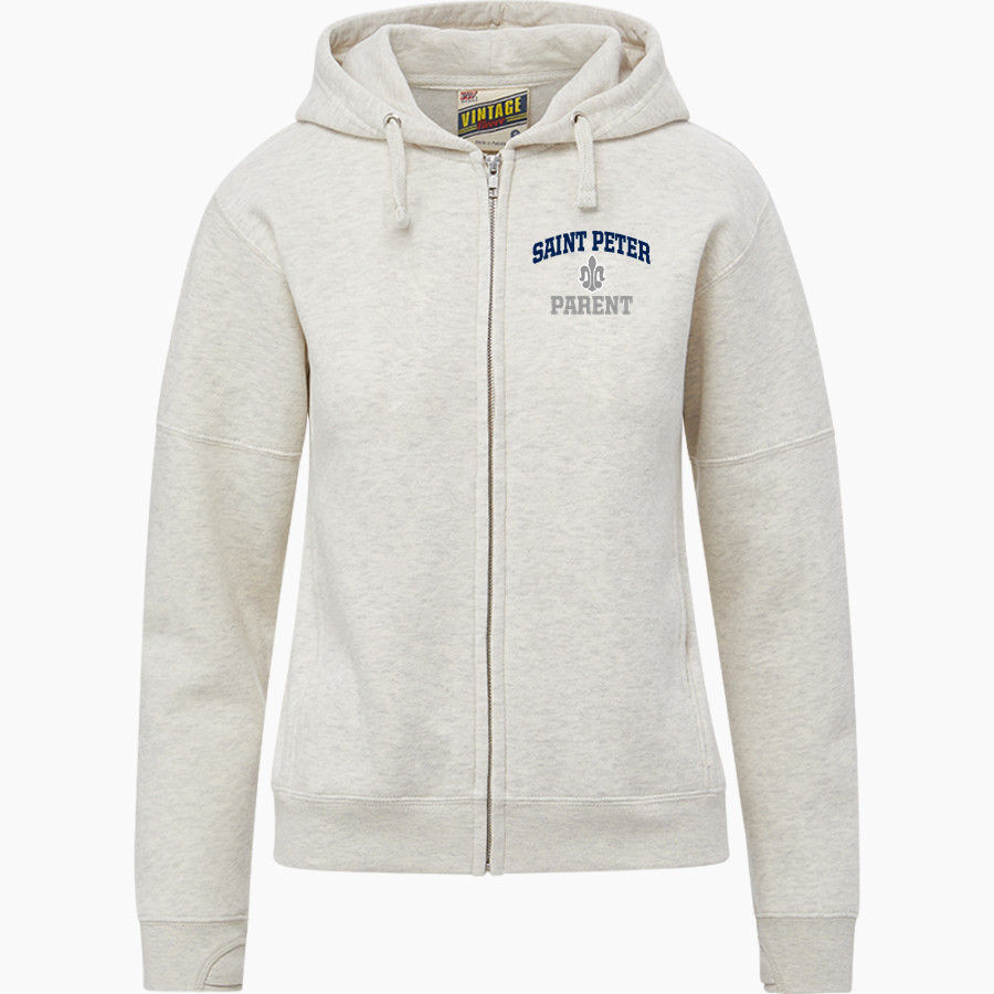 Saint Peter High School SAINTS ONLINE STORE <span class="pdp-name-mascot">Saint Peter Saints</span> MV Sport Women's Vintage Fleece Full-Zip Hoodie