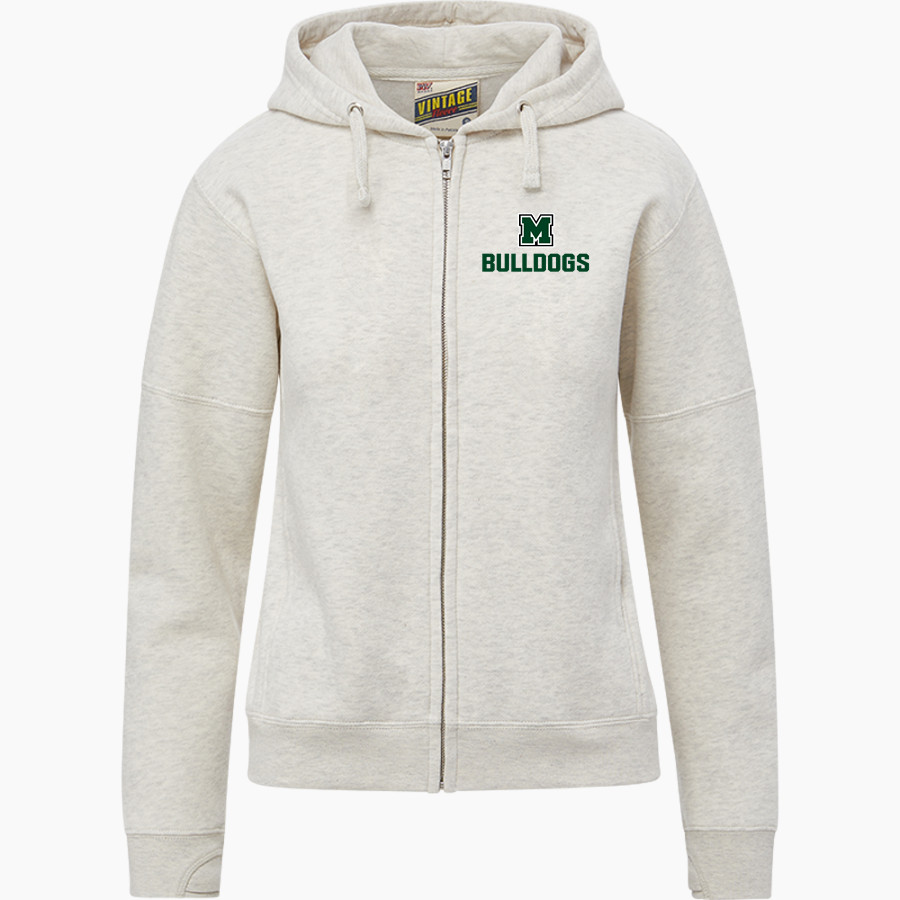 MELBOURNE HIGH SCHOOL BULLDOGS <span class="pdp-name-mascot">MELBOURNE BULLDOGS</span> MV Sport Women's Vintage Fleece Full-Zip Hoodie