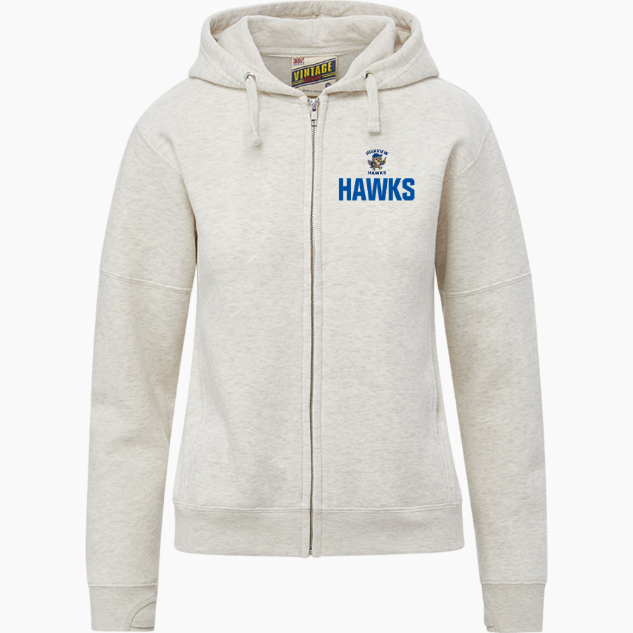 Highview Hawks <span class="pdp-name-mascot">Highview Elementary School Hawks</span> MV Sport Women's Vintage Fleece Full-Zip Hoodie