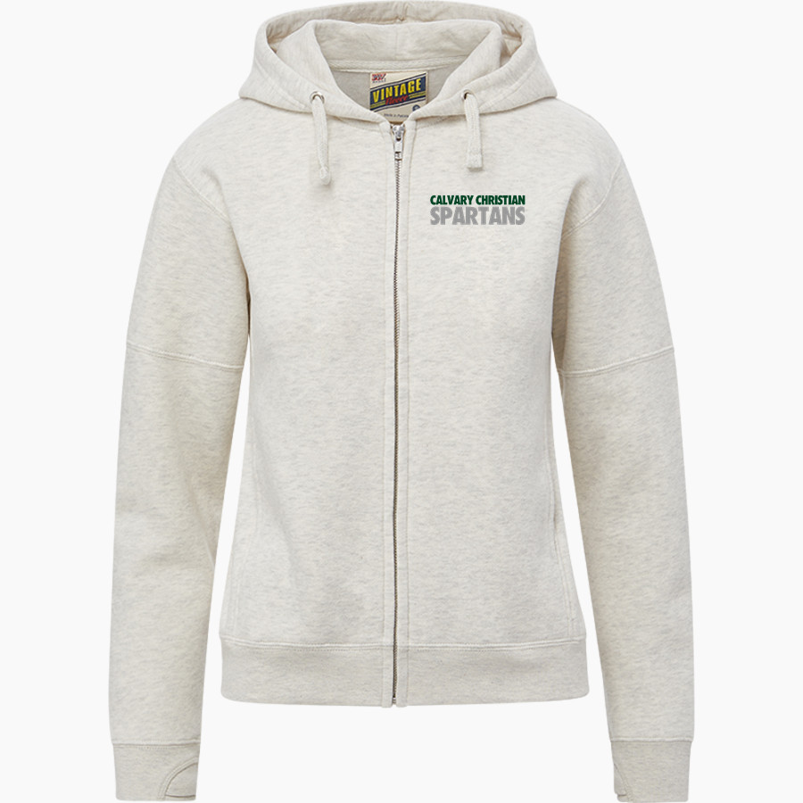 Calvary Christian Spartans <span class="pdp-name-mascot">Calvary Christian Spartans</span> MV Sport Women's Vintage Fleece Full-Zip Hoodie