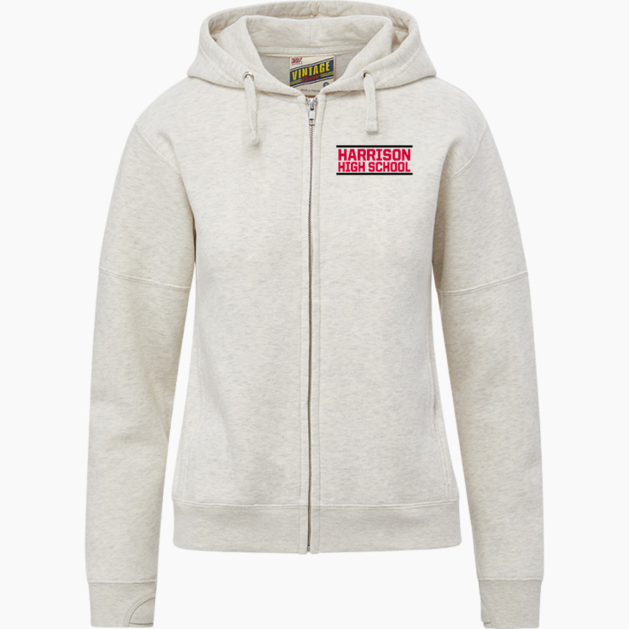 Harrison Warriors MV Sport Women's Vintage Fleece Full-Zip Hoodie