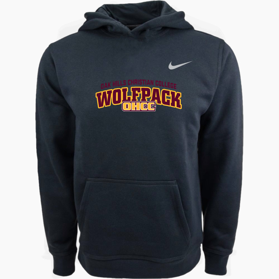 Oak Hills Christian College Wolfpack Nike Youth Club Pullover Fleece Hoodie