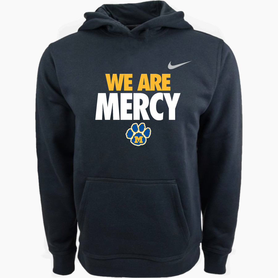 Mercy High School Tigers Online Store <span class="pdp-name-mascot">Mercy Tigers</span> Nike Youth Club Pullover Fleece Hoodie