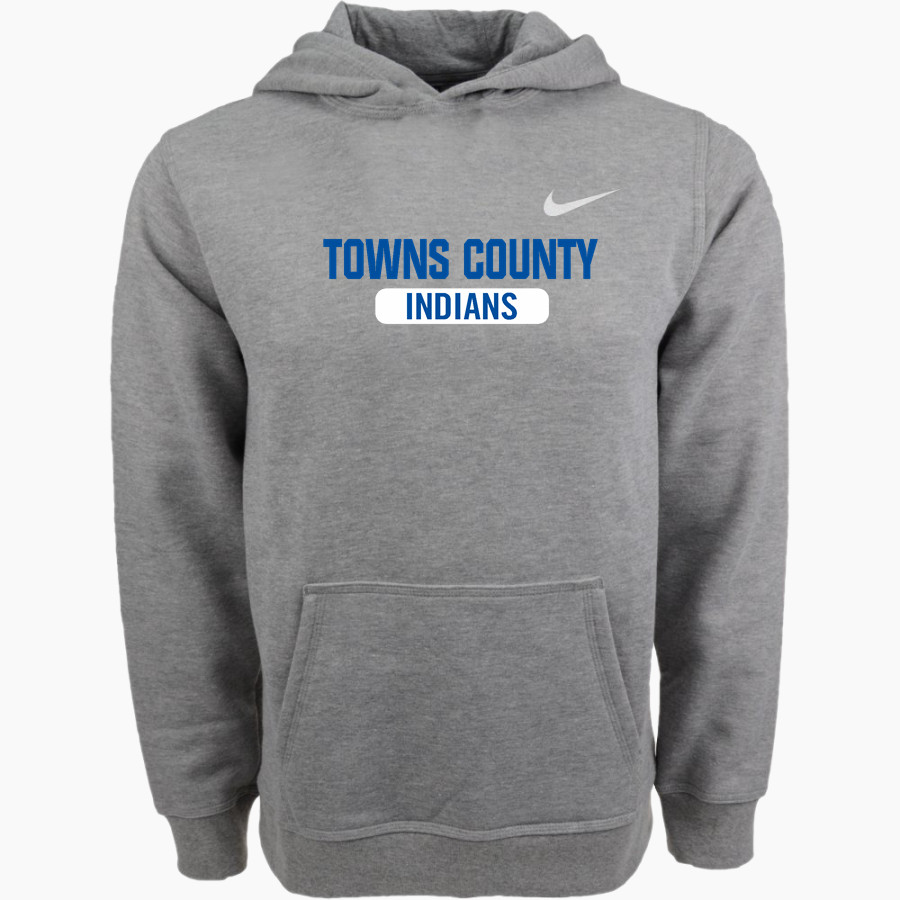 Towns County Indians Nike Youth Club Pullover Fleece Hoodie