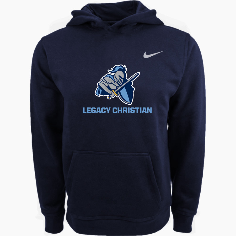 LEGACY CHRISTIAN ACADEMY KNIGHTS <span class="pdp-name-mascot">LEGACY CHRISTIAN KNIGHTS</span> Nike Youth Club Pullover Fleece Hoodie