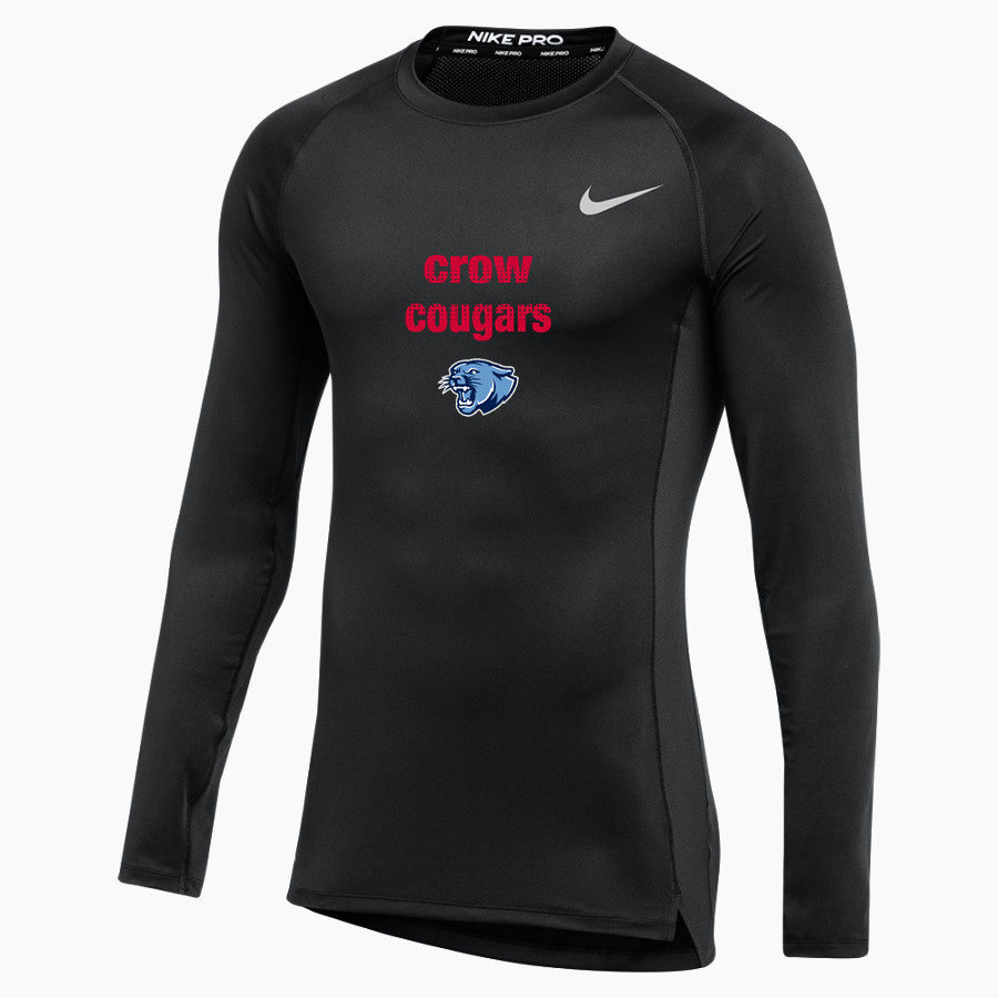 CROW HIGH SCHOOL Cougars Online Store <span class="pdp-name-mascot">CROW COUGARS</span> Nike Men's Pro Long Sleeve Compression Top