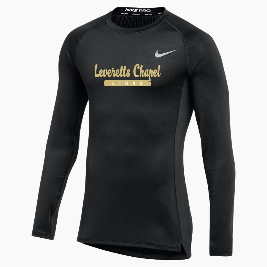 LEVERETTS CHAPEL HIGH SCHOOL LIONS <span class="pdp-name-mascot">LEVERETTS CHAPEL LIONS</span> Nike Men's Pro Long Sleeve Compression Top