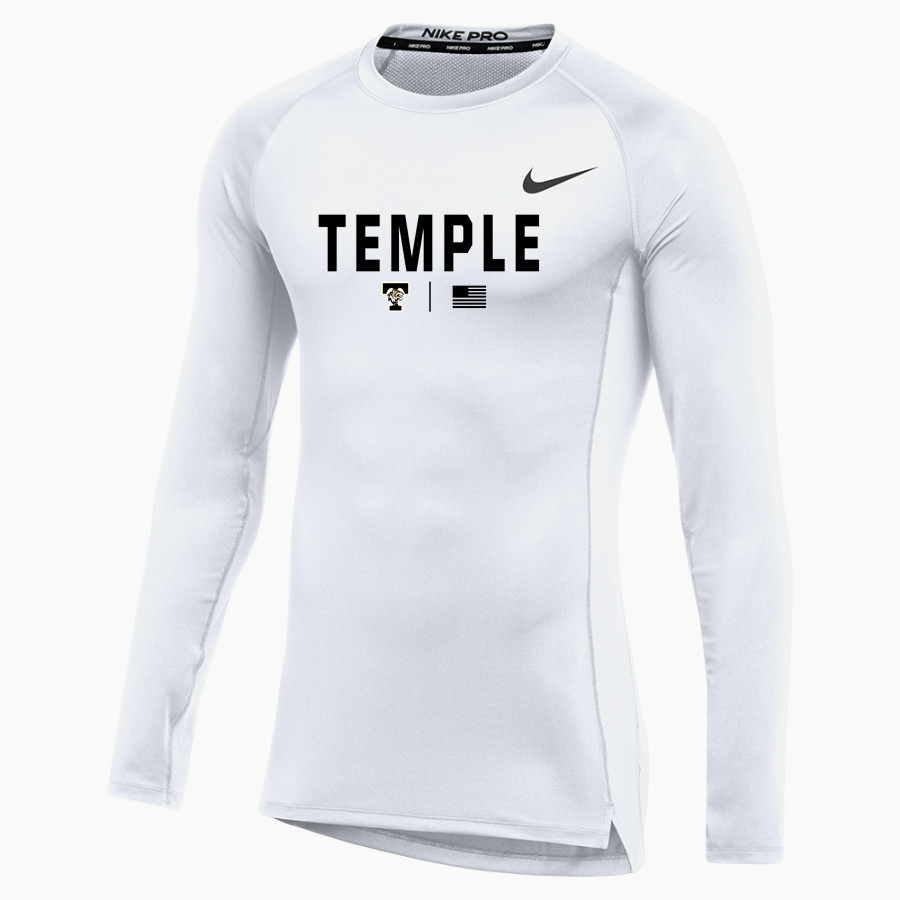 TEMPLE HIGH SCHOOL TIGERS Nike Men's Pro Long Sleeve Compression Top
