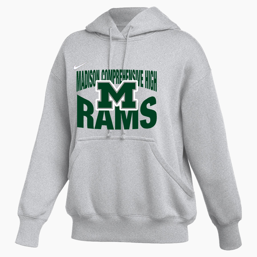 Madison Comprehensive Rams Logo Nike Women's Phoenix Fleece Pullover Hoodie - MADISON COMPREHENSIVE ...
