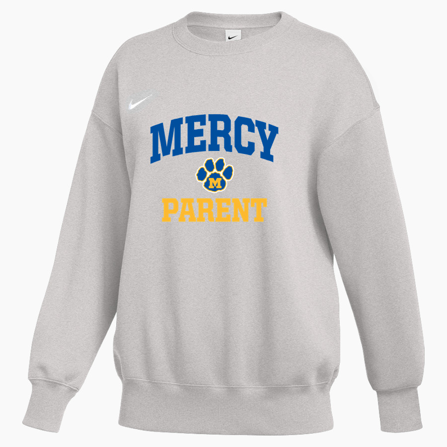 Mercy High School Tigers Online Store <span class="pdp-name-mascot">Mercy Tigers</span> Nike Women's Phoenix Fleece Oversized Pullover Crew