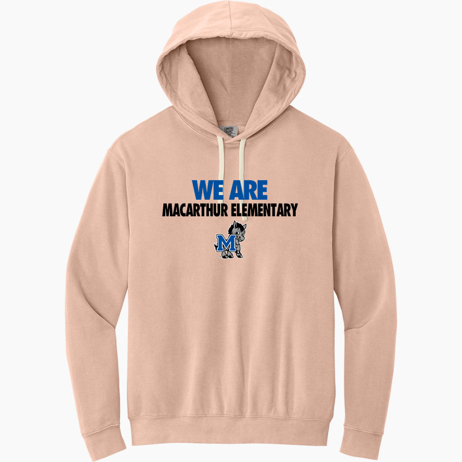 MacArthur Elementary Mustangs <span class="pdp-name-mascot">McArthur Elementary</span> Comfort Colors Adult Lightweight Hooded Sweatshirt