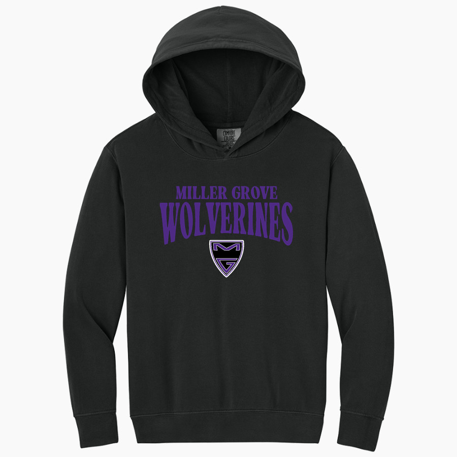 MILLER GROVE HIGH SCHOOL WOLVERINES <span class="pdp-name-mascot">MILLER GROVE WOLVERINES</span> Comfort Colors Youth Lightweight Hooded Sweatshirt