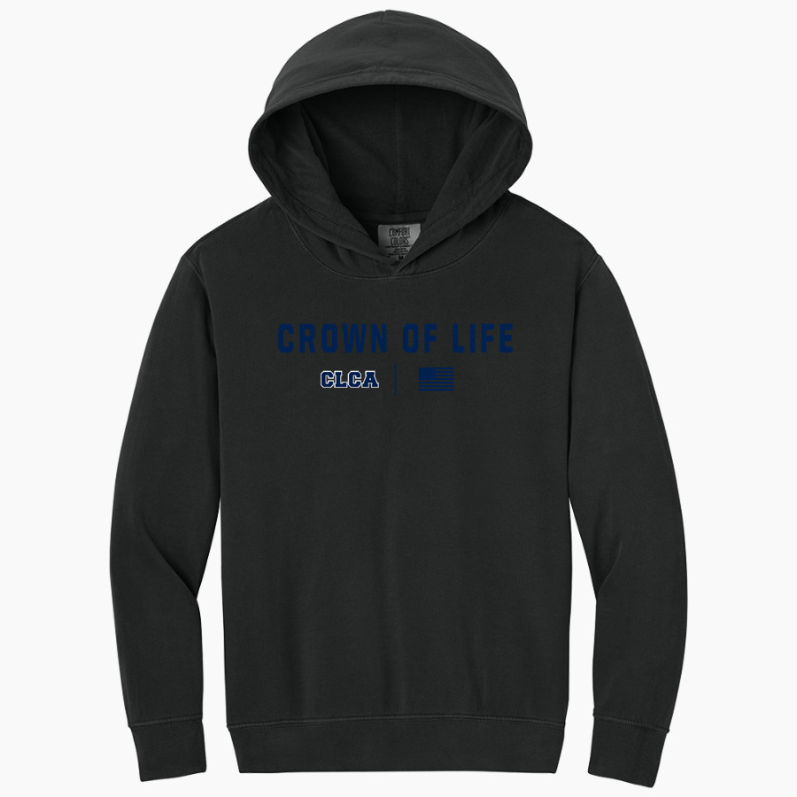 Crown of Life Knights <span class="pdp-name-mascot">Crown of Life Christian Academy Knights</span> Comfort Colors Youth Lightweight Hooded Sweatshirt
