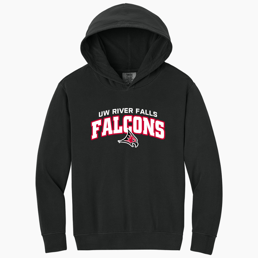 UW River Falls Falcons <span class="pdp-name-mascot">UW River Falls Falcons</span> Comfort Colors Youth Lightweight Hooded Sweatshirt