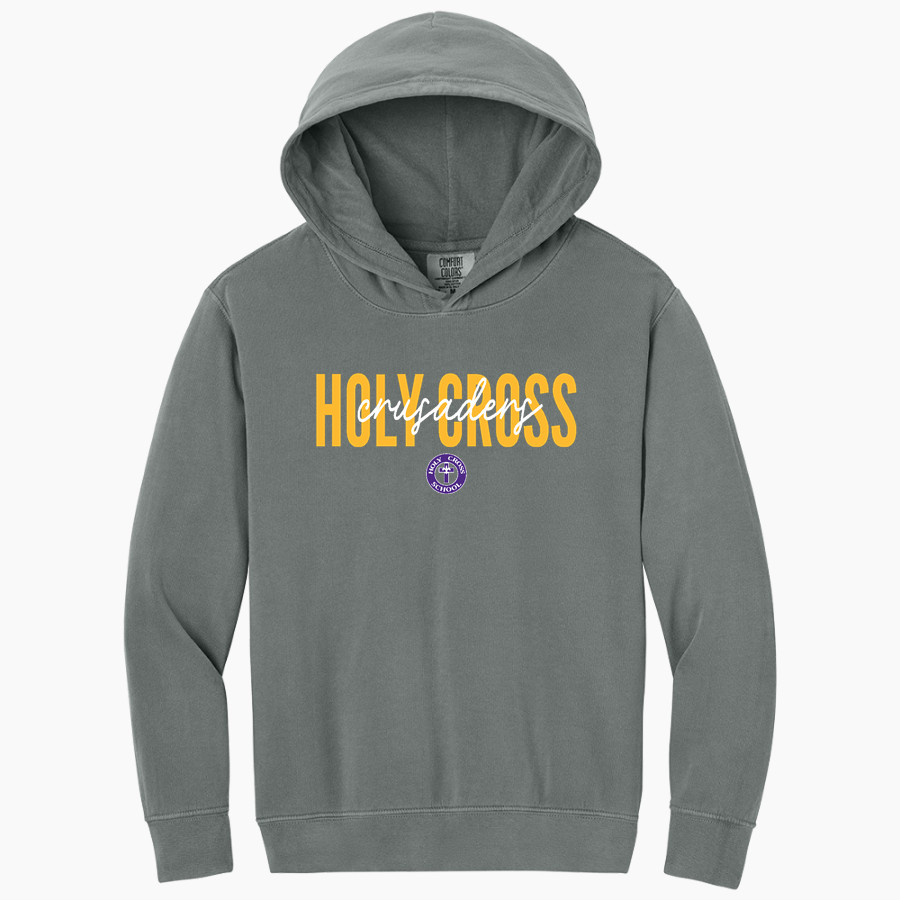 Holy Cross Crusaders Comfort Colors Youth Lightweight Hooded Sweatshirt