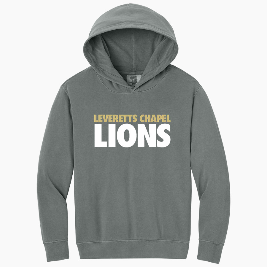 LEVERETTS CHAPEL HIGH SCHOOL LIONS <span class="pdp-name-mascot">LEVERETTS CHAPEL LIONS</span> Comfort Colors Youth Lightweight Hooded Sweatshirt