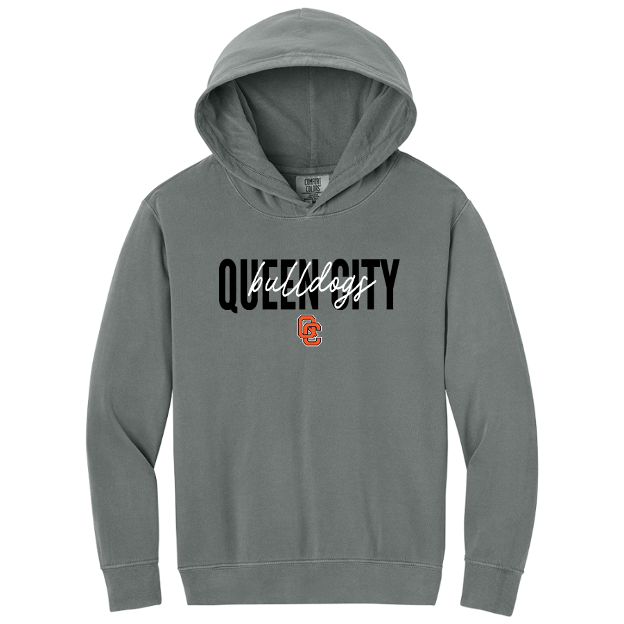 QUEEN CITY HIGH SCHOOL BULLDOGS <span class="pdp-name-mascot">QUEEN CITY BULLDOGS</span> Comfort Colors Youth Lightweight Hooded Sweatshirt