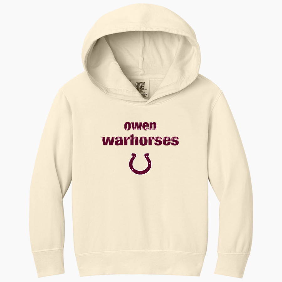 OWEN warhorses mountain tough...valley strong <span class="pdp-name-mascot">CHARLES D OWEN WARHORSES</span> Comfort Colors Youth Lightweight Hooded Sweatshirt