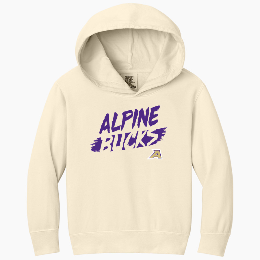 ALPINE HIGH SCHOOL BUCKS <span class="pdp-name-mascot">ALPINE BUCKS</span> Comfort Colors Youth Lightweight Hooded Sweatshirt