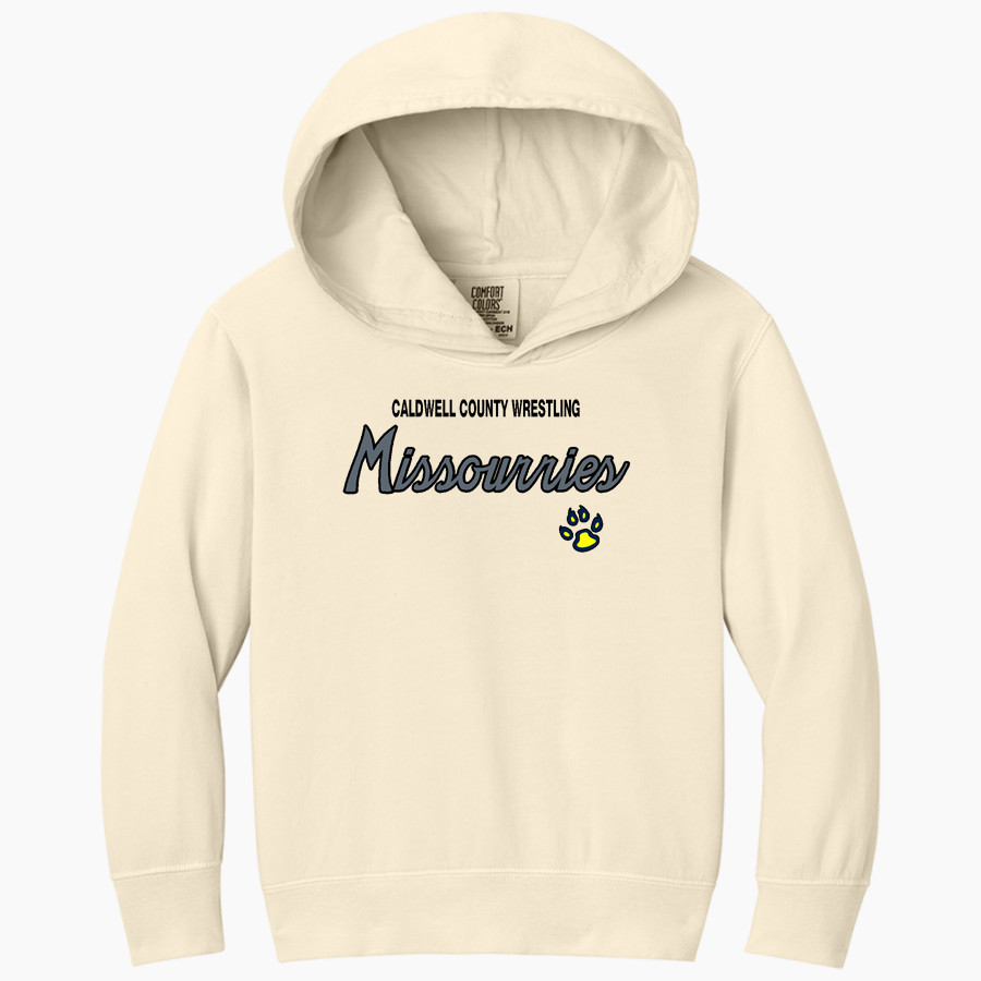 Caldwell County Wrestling Missourries <span class="pdp-name-mascot">Caldwell County Wrestling Missourries</span> Comfort Colors Youth Lightweight Hooded Sweatshirt