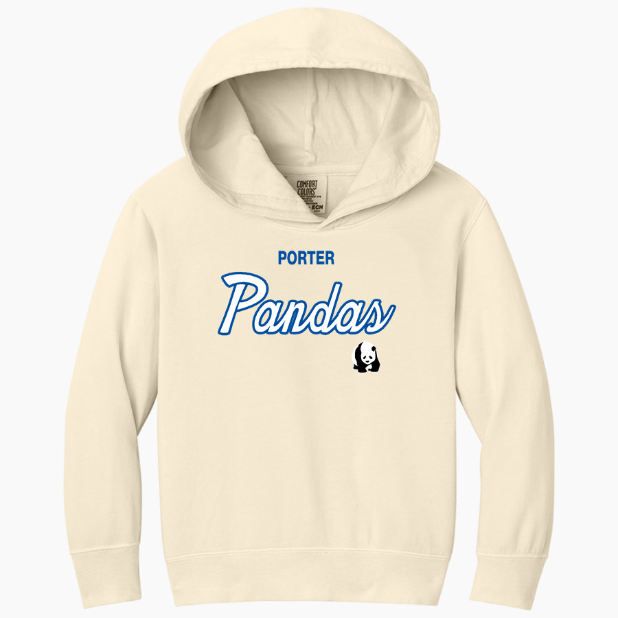 Porter Pandas official sideline store <span class="pdp-name-mascot">Porter Elementary School Pandas</span> Comfort Colors Youth Lightweight Hooded Sweatshirt