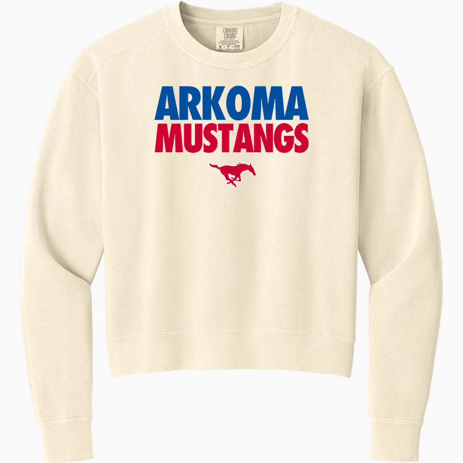 ARKOMA HIGH SCHOOL MUSTANGS <span class="pdp-name-mascot">ARKOMA MUSTANGS</span> Comfort Colors Women's Mid-Length Crewneck Sweatshirt