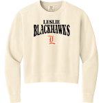 LESLIE HIGH SCHOOL BLACKHAWKS <span class="pdp-name-mascot">LESLIE BLACKHAWKS</span> Comfort Colors Women's Mid-Length Crewneck Sweatshirt Front Thumbnail