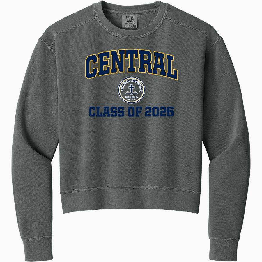 CENTRAL CHRISTIAN SCHOOL SAINTS <span class="pdp-name-mascot">CENTRAL SAINTS</span> Comfort Colors Women's Mid-Length Crewneck Sweatshirt