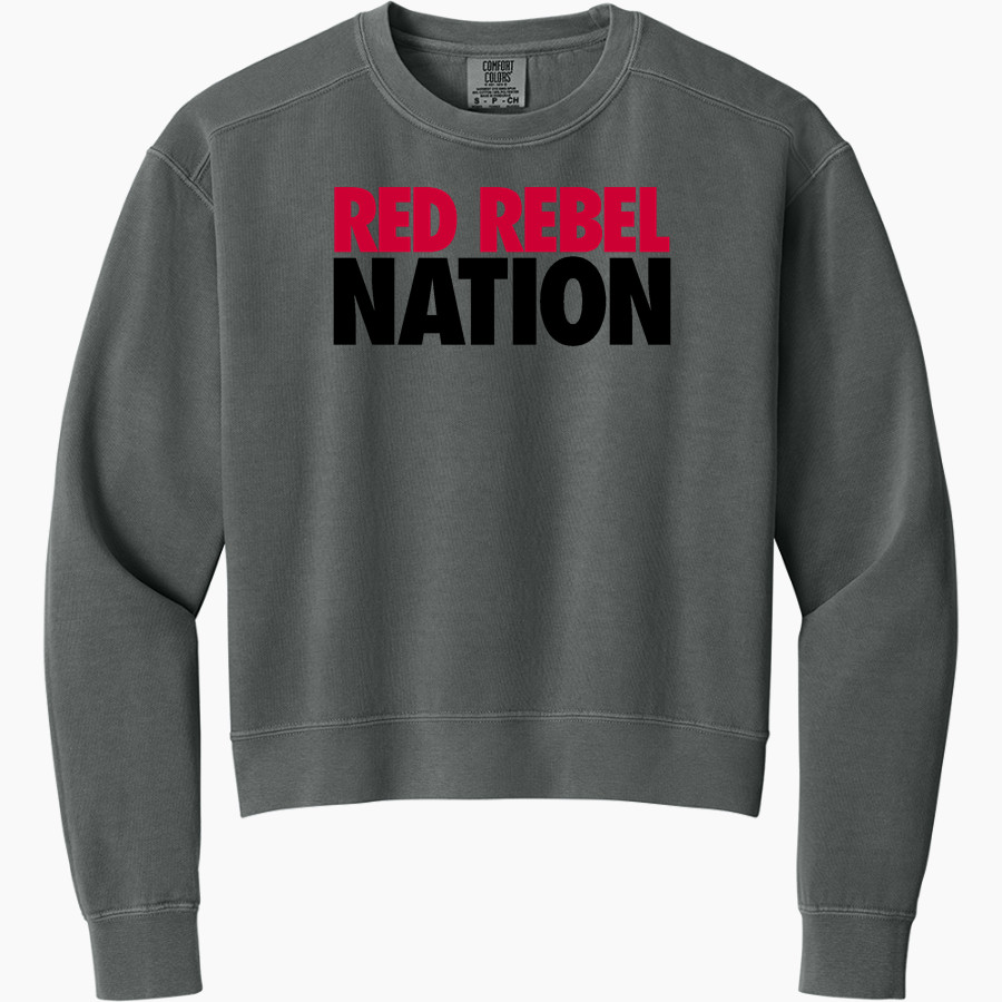 HARRISON CENTRAL <span class="pdp-name-mascot">HARRISON RED REBELS</span> Comfort Colors Women's Mid-Length Crewneck Sweatshirt