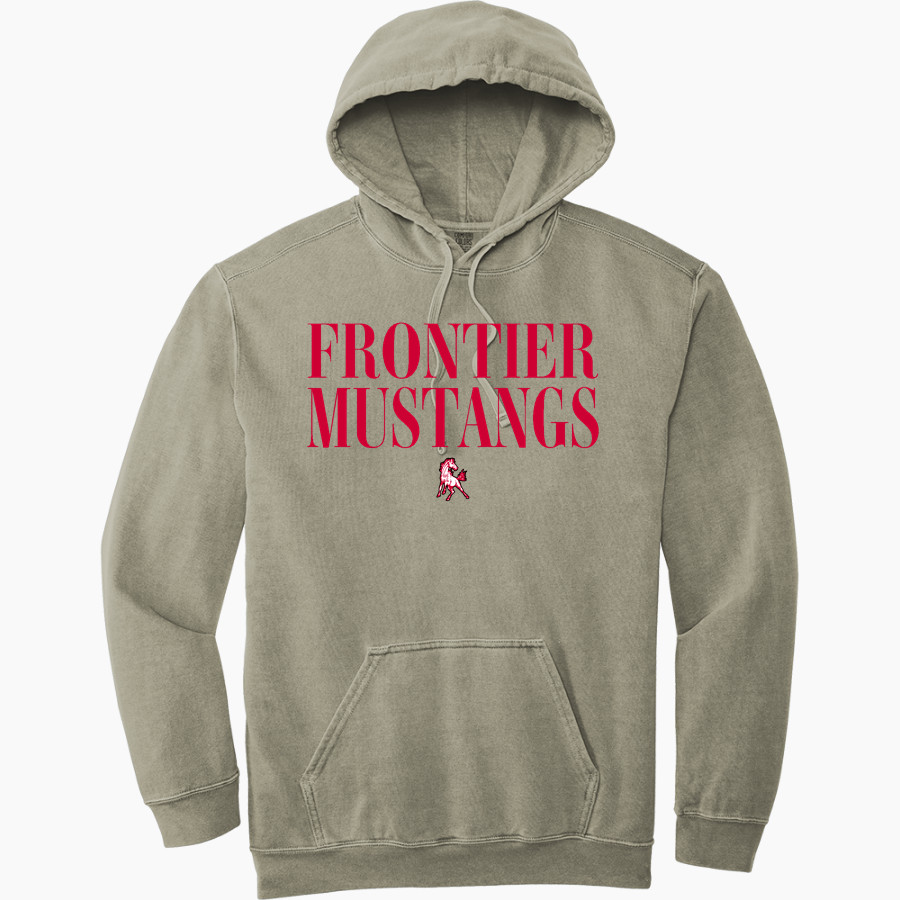 FRONTIER HIGH SCHOOL MUSTANGS <span class="pdp-name-mascot">FRONTIER MUSTANGS</span> Comfort Colors Adult Ring Spun Hooded Sweatshirt