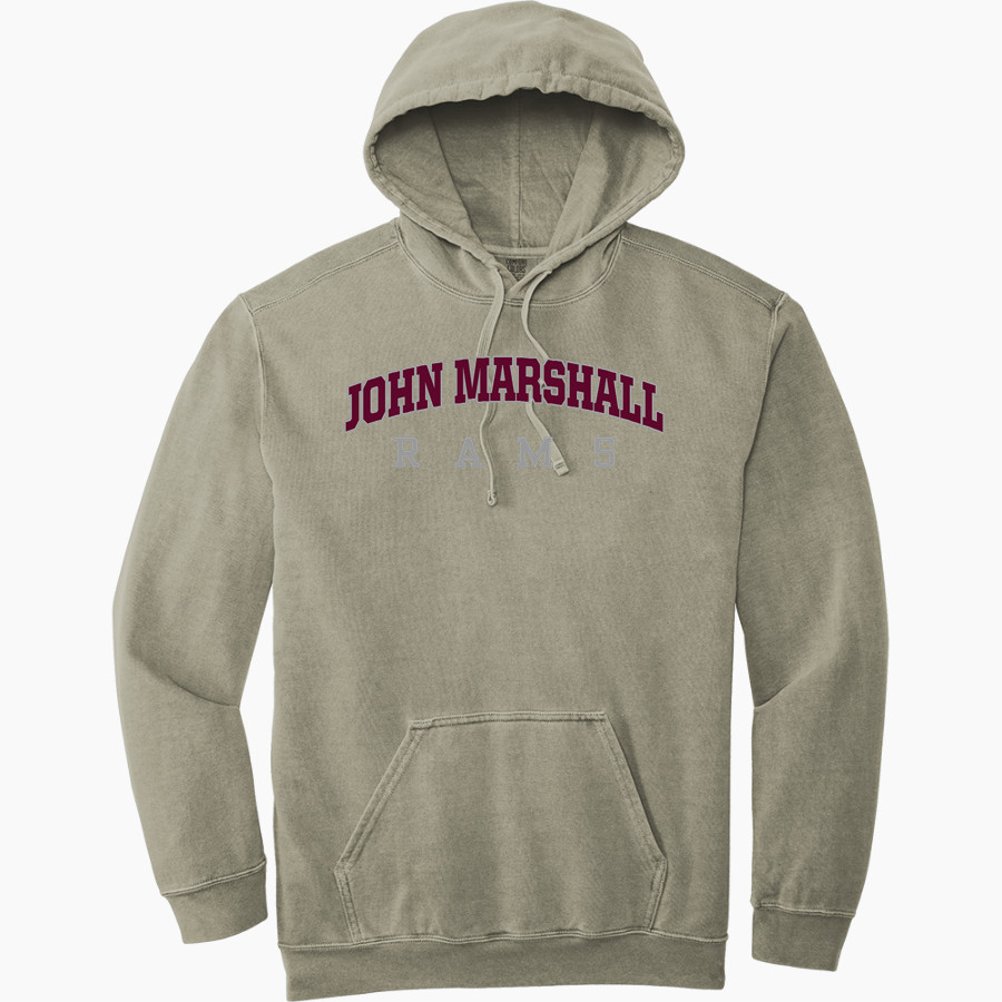 John Marshall Rams <span class="pdp-name-mascot">John Marshall Rams</span> Comfort Colors Men's Ring Spun Hooded Sweatshirt